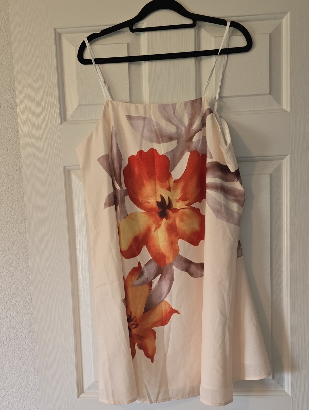 Commense Cream Dress with Orange and Yellow Floral Print Sz Lg Nwt